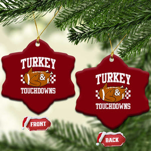 Funny Turkey And Touchdowns Ceramic Ornament Thanksgiving American Football TS11 Print Your Wear