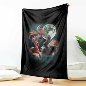 Funny Three Turkey Moon Throw Blanket Weird Cursed Thanksgiving Meme TS11 Print Your Wear