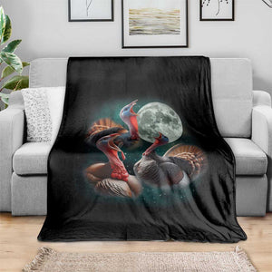 Funny Three Turkey Moon Throw Blanket Weird Cursed Thanksgiving Meme TS11 Print Your Wear