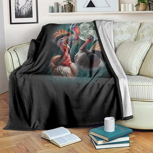 Funny Three Turkey Moon Throw Blanket Weird Cursed Thanksgiving Meme TS11 Print Your Wear
