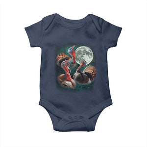 Funny Three Turkey Moon Baby Onesie Weird Cursed Thanksgiving Meme TS11 Navy Print Your Wear