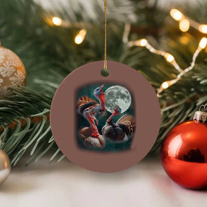 Funny Three Turkey Moon Ceramic Ornament Weird Cursed Thanksgiving Meme TS11 1pc Mocha Print Your Wear