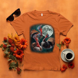 Funny Three Turkey Moon T Shirt Weird Cursed Thanksgiving Meme TS11 Orange Print Your Wear
