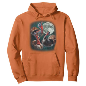Funny Three Turkey Moon Hoodie Weird Cursed Thanksgiving Meme TS11 Orange Print Your Wear