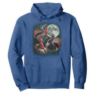 Funny Three Turkey Moon Hoodie Weird Cursed Thanksgiving Meme TS11 Royal Blue Print Your Wear