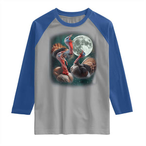 Funny Three Turkey Moon Raglan Shirt Weird Cursed Thanksgiving Meme TS11 Sport Gray Royal Print Your Wear