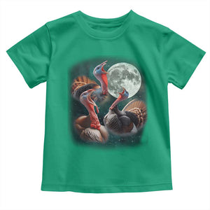Funny Three Turkey Moon Toddler T Shirt Weird Cursed Thanksgiving Meme TS11 Irish Green Print Your Wear