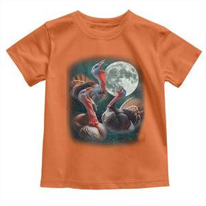 Funny Three Turkey Moon Toddler T Shirt Weird Cursed Thanksgiving Meme TS11 Orange Print Your Wear