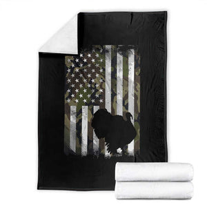 Turkey Hunting Camo US American Flag Thanksgiving Throw Blanket TS11 Black Print Your Wear