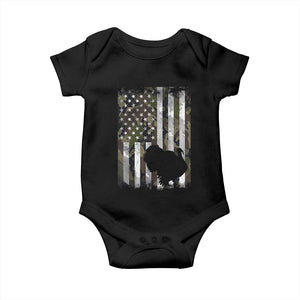 Turkey Hunting Camo US American Flag Thanksgiving Baby Onesie TS11 Black Print Your Wear