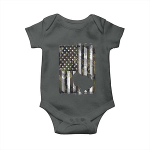 Turkey Hunting Camo US American Flag Thanksgiving Baby Onesie TS11 Dark Heather Print Your Wear