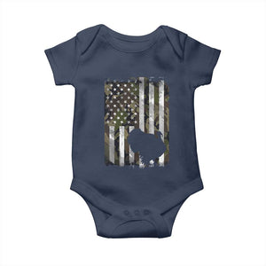Turkey Hunting Camo US American Flag Thanksgiving Baby Onesie TS11 Navy Print Your Wear