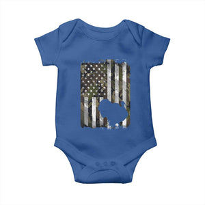 Turkey Hunting Camo US American Flag Thanksgiving Baby Onesie TS11 Royal Blue Print Your Wear