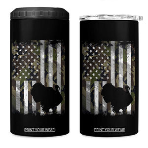 Turkey Hunting Camo US American Flag Thanksgiving 4 in 1 Can Cooler Tumbler TS11 One Size: 16 oz Black Print Your Wear