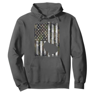 Turkey Hunting Camo US American Flag Thanksgiving Hoodie TS11 Dark Heather Print Your Wear