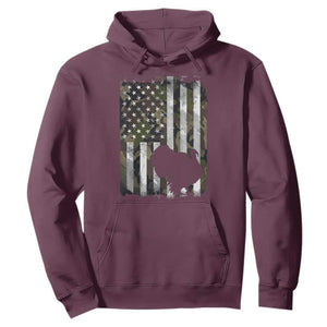 Turkey Hunting Camo US American Flag Thanksgiving Hoodie TS11 Maroon Print Your Wear