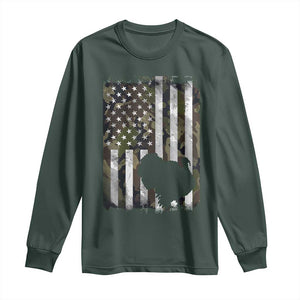 Turkey Hunting Camo US American Flag Thanksgiving Long Sleeve Shirt TS11 Dark Forest Green Print Your Wear