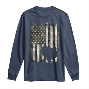 Turkey Hunting Camo US American Flag Thanksgiving Long Sleeve Shirt TS11 Navy Print Your Wear
