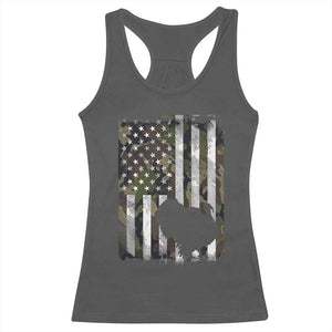 Turkey Hunting Camo US American Flag Thanksgiving Racerback Tank Top TS11 Dark Heather Print Your Wear