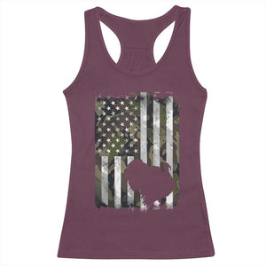 Turkey Hunting Camo US American Flag Thanksgiving Racerback Tank Top TS11 Maroon Print Your Wear