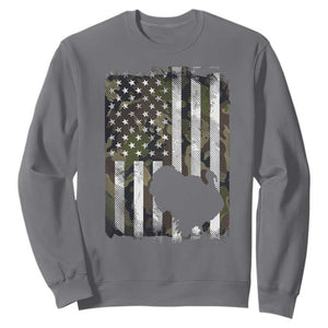 Turkey Hunting Camo US American Flag Thanksgiving Sweatshirt TS11 Charcoal Print Your Wear