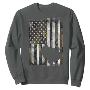 Turkey Hunting Camo US American Flag Thanksgiving Sweatshirt TS11 Dark Heather Print Your Wear