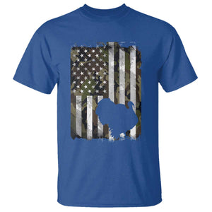 Turkey Hunting Camo US American Flag Thanksgiving T Shirt TS11 Royal Blue Print Your Wear