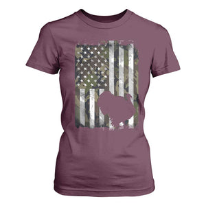 Turkey Hunting Camo US American Flag Thanksgiving T Shirt For Women TS11 Maroon Print Your Wear