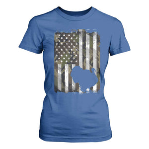 Turkey Hunting Camo US American Flag Thanksgiving T Shirt For Women TS11 Royal Blue Print Your Wear