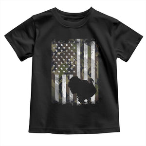 Turkey Hunting Camo US American Flag Thanksgiving Toddler T Shirt TS11 Black Print Your Wear