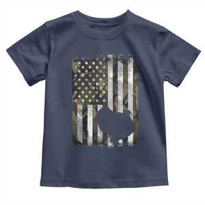 Turkey Hunting Camo US American Flag Thanksgiving Toddler T Shirt TS11 Navy Print Your Wear