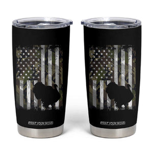 Turkey Hunting Camo US American Flag Thanksgiving Tumbler Cup TS11 Black Print Your Wear