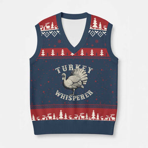 Funny Turkey Whisperer V-Neck Knit Sweater Vest Thanksgiving Turkey Hunting Season TS11 Navy Red Print Your Wear