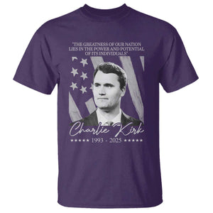 Charlie Kirk T Shirt The Greatness Of Our Nation Lies In The Power And Potential Of Its Individuals TS11 Purple Print Your Wear