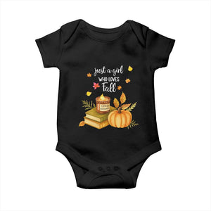 Just A Girl Who Loves Fall Baby Onesie Cozy Autumn Season TS11 Black Print Your Wear