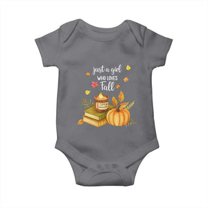 Just A Girl Who Loves Fall Baby Onesie Cozy Autumn Season TS11 Charcoal Print Your Wear