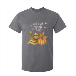 Just A Girl Who Loves Fall T Shirt For Kid Cozy Autumn Season TS11 Charcoal Print Your Wear