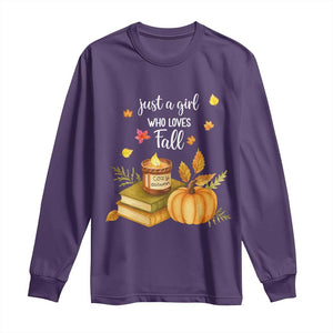 Just A Girl Who Loves Fall Long Sleeve Shirt Cozy Autumn Season TS11 Purple Print Your Wear