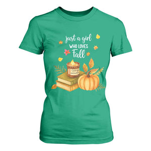 Just A Girl Who Loves Fall T Shirt For Women Cozy Autumn Season TS11 Irish Green Print Your Wear