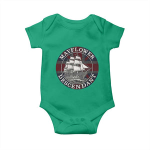 Mayflower Descendant Baby Onesie Pilgrim Fathers Thanksgiving History TS11 Irish Green Print Your Wear
