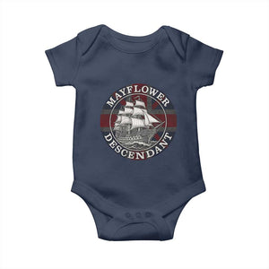 Mayflower Descendant Baby Onesie Pilgrim Fathers Thanksgiving History TS11 Navy Print Your Wear