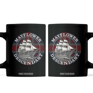 Mayflower Descendant Coffee Mug Pilgrim Fathers Thanksgiving History TS11 Black Print Your Wear
