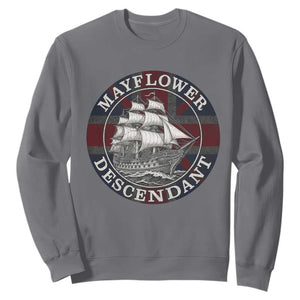 Mayflower Descendant Sweatshirt Pilgrim Fathers Thanksgiving History TS11 Charcoal Print Your Wear