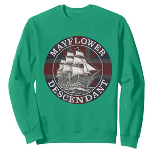 Mayflower Descendant Sweatshirt Pilgrim Fathers Thanksgiving History TS11 Irish Green Print Your Wear