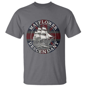 Mayflower Descendant T Shirt Pilgrim Fathers Thanksgiving History TS11 Charcoal Print Your Wear