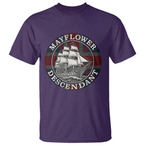 Mayflower Descendant T Shirt Pilgrim Fathers Thanksgiving History TS11 Purple Print Your Wear