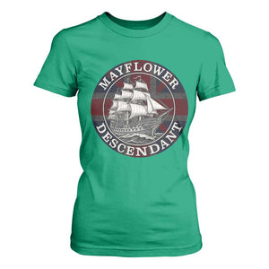 Mayflower Descendant T Shirt For Women Pilgrim Fathers Thanksgiving History TS11 Irish Green Print Your Wear