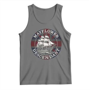 Mayflower Descendant Tank Top Pilgrim Fathers Thanksgiving History TS11 Black Heather Print Your Wear