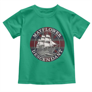 Mayflower Descendant Toddler T Shirt Pilgrim Fathers Thanksgiving History TS11 Irish Green Print Your Wear