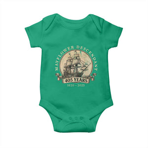Mayflower Descendant Baby Onesie 405 Years Pilgrim Fathers Thanksgiving History TS11 Irish Green Print Your Wear